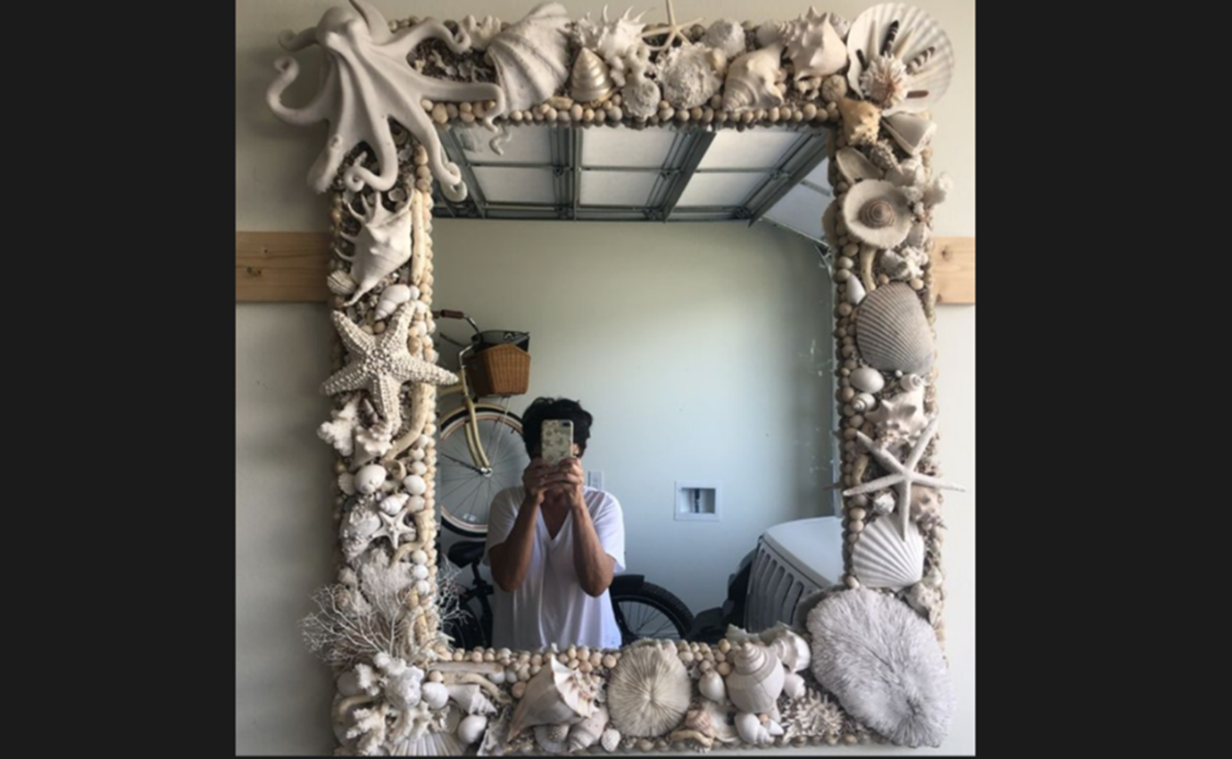 DIY coastal seashell mirror