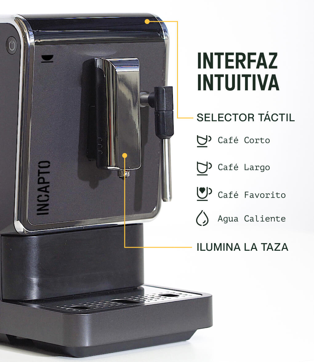 Selector táctil para cafés en cafetera superautomática con vaporizador
