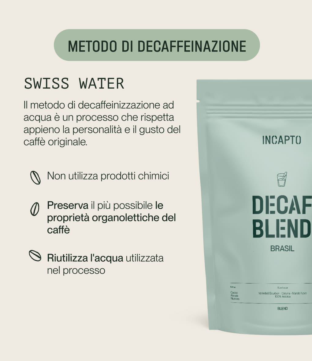 Metodo di decaffeinizzazione ad acqua per il caffè in grani