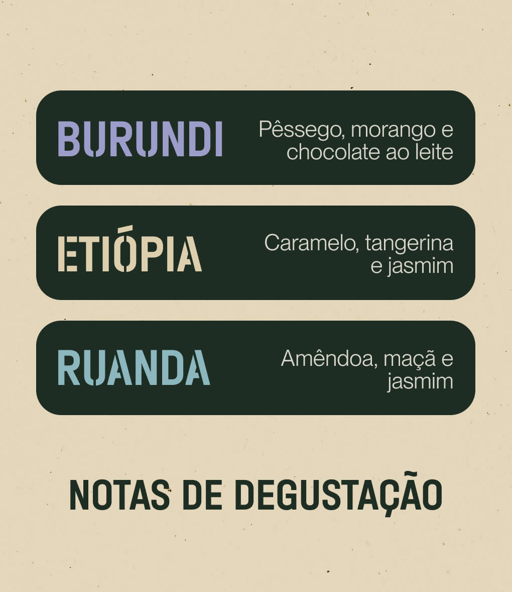 Notas de degustação do café em grão Pack África