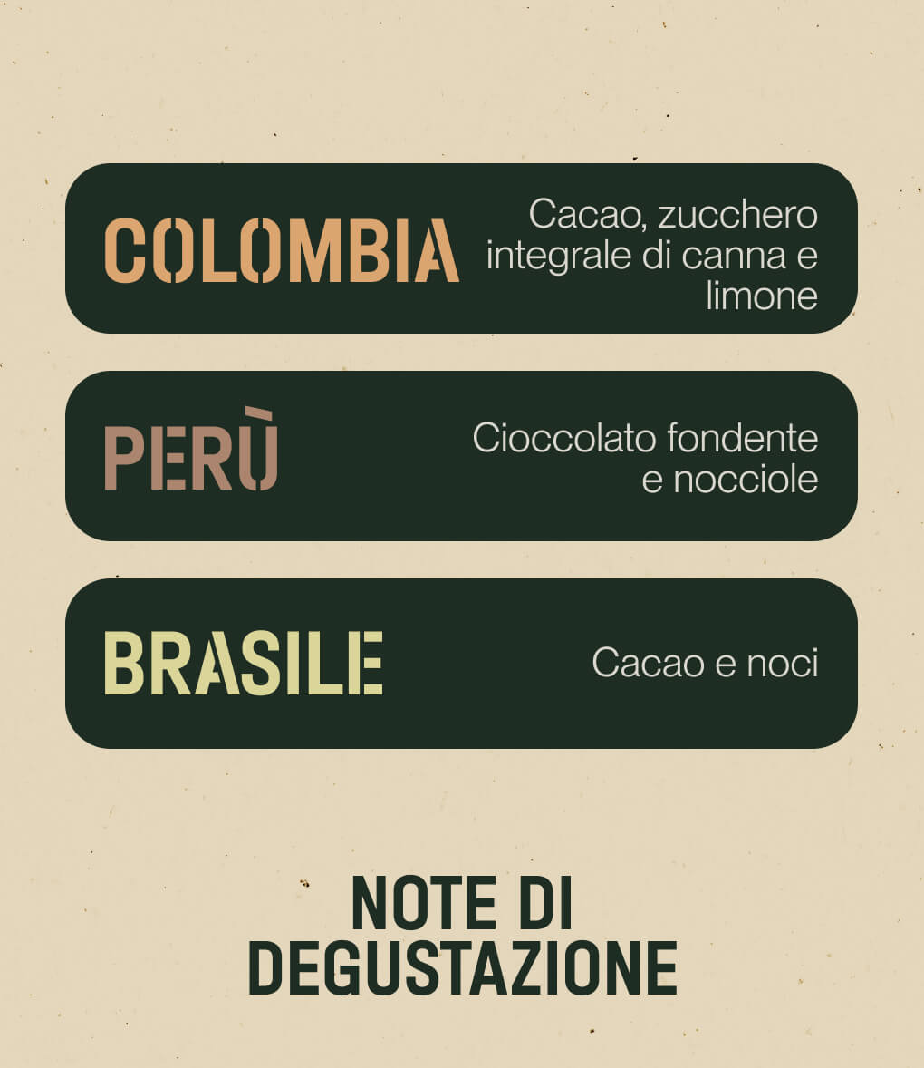 Note di degustazione del caffè in grani Pack Sud America