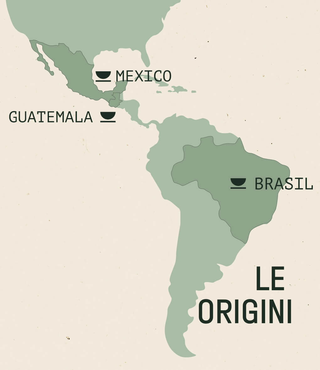 Mappa delle origini del pack di caffè in grani America Centrale