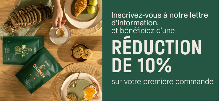 Promotion de réduction sur la première commande pour abonnement à la newsletter