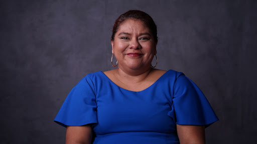 Woman smiling into camera