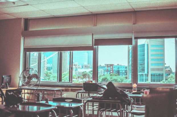 Empty classroom summer day
