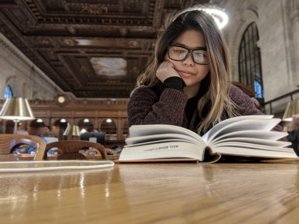 woman reading a book