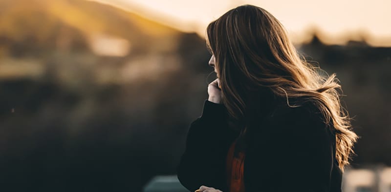 Girl Thinking looking away.
