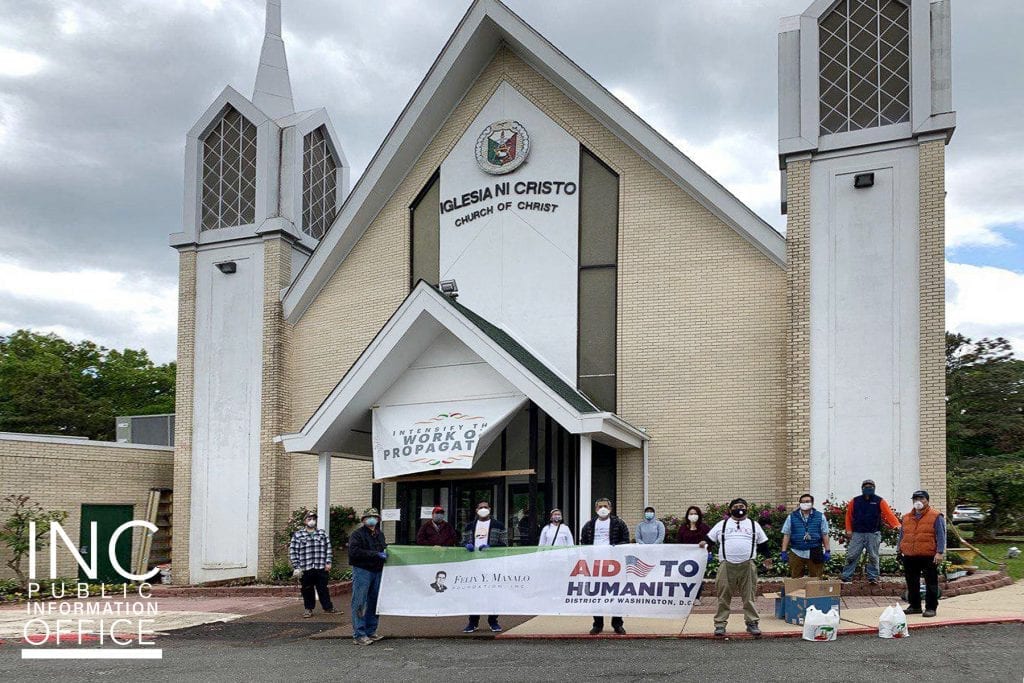 Volunteers launch the day’s deliveries from the INC house of worship in Temple Hills, Maryland. 