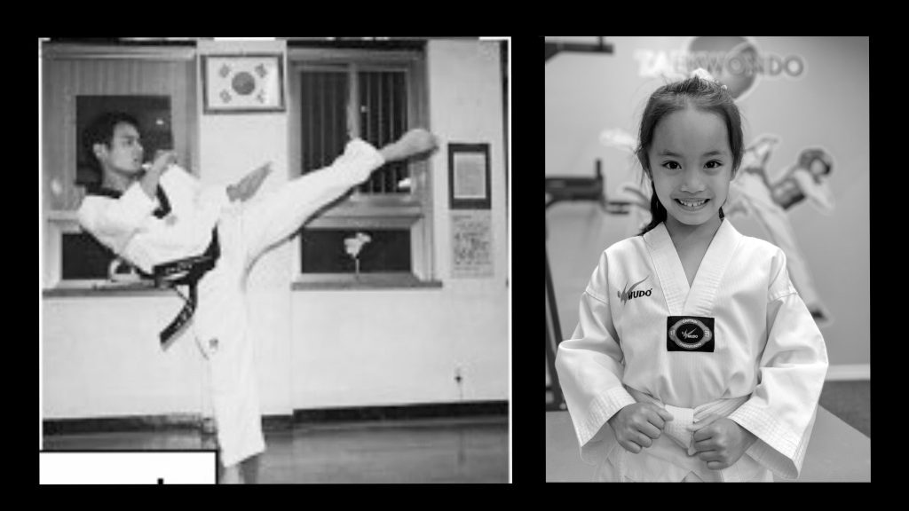 Man and young girl in Tae Kwon Do stance