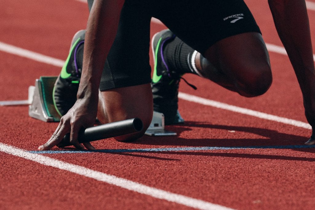 track runner starting blocks