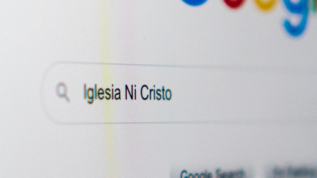 A search bar with the words Iglesia Ni Cristo.