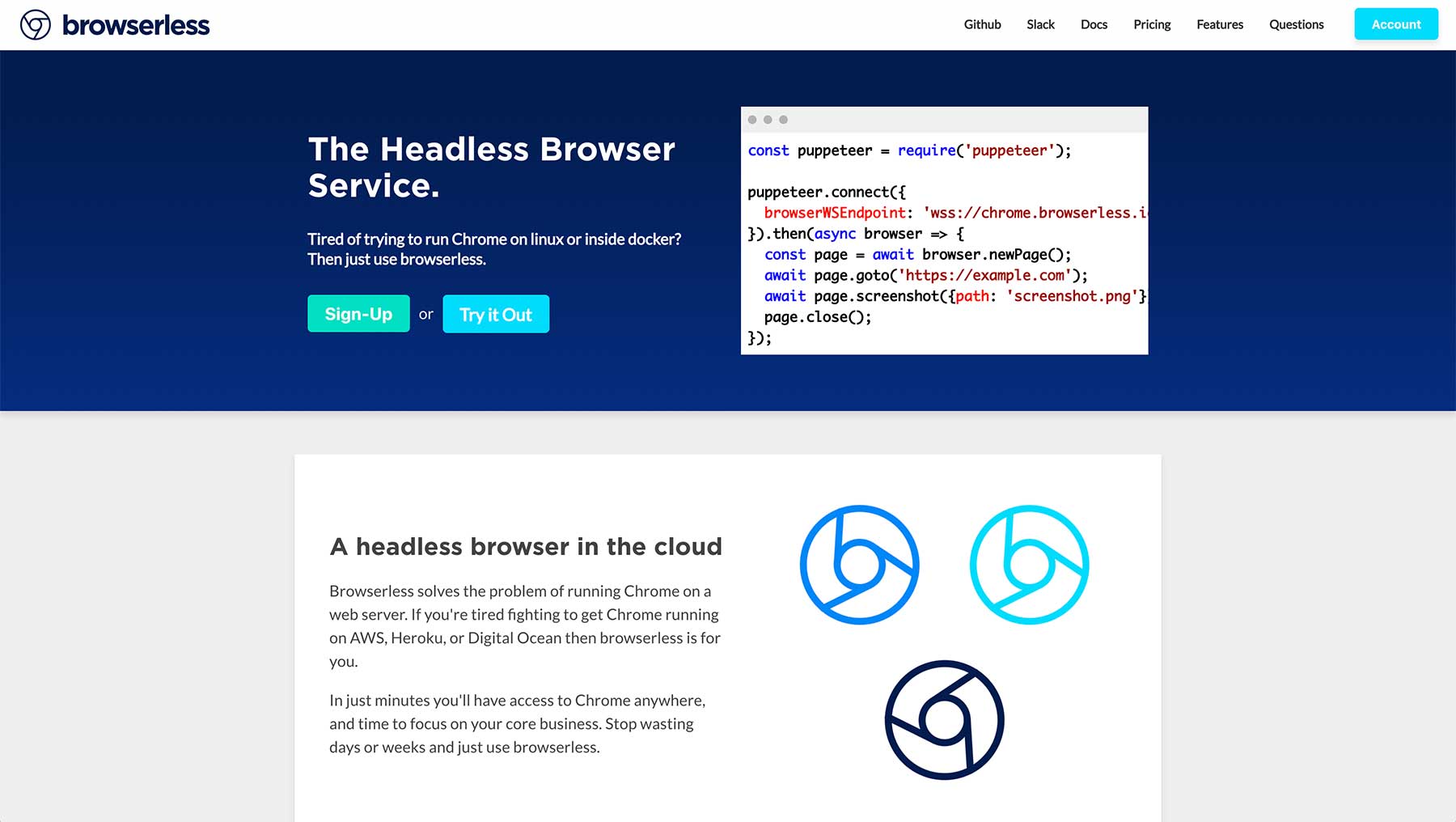 browserless homepage