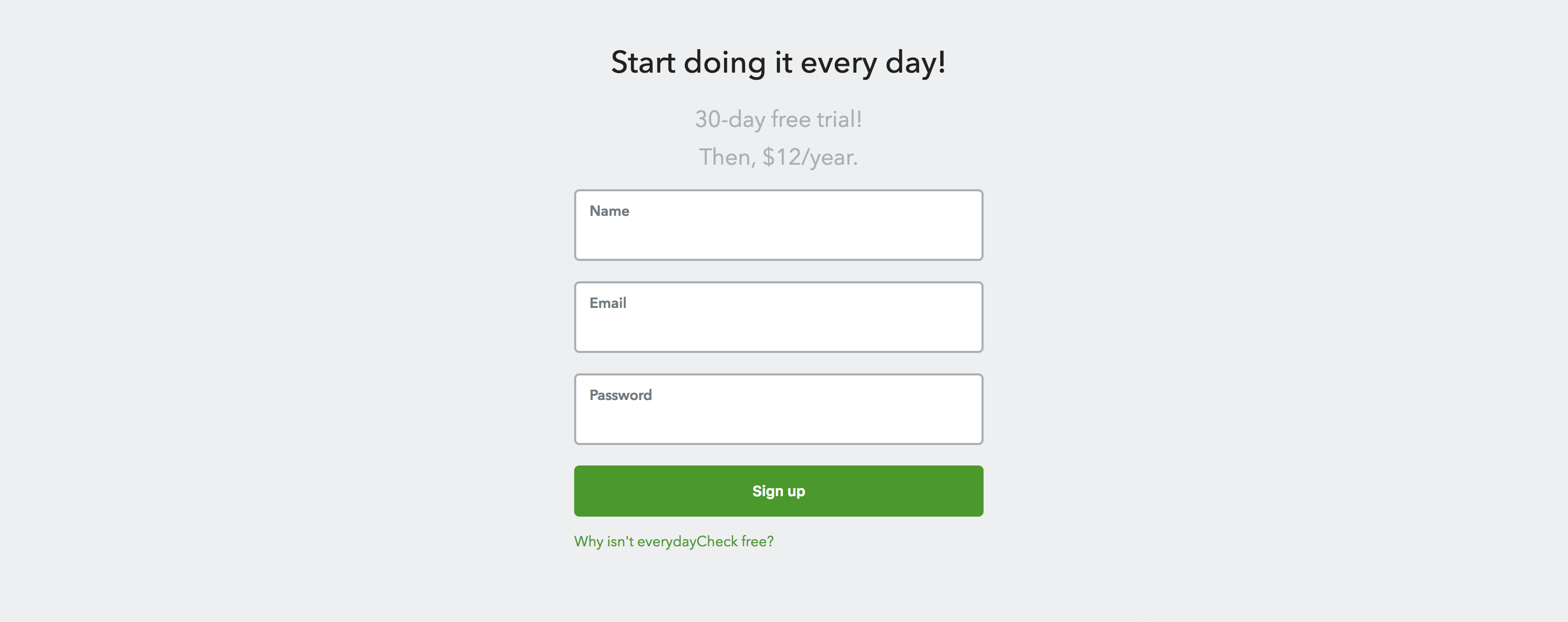 everydayCheck signup form