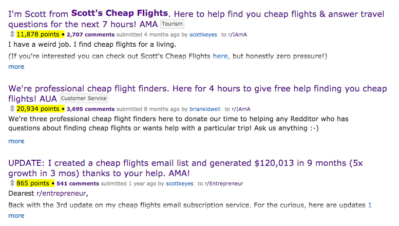 Scott's Cheap Flights Posts on Reddit