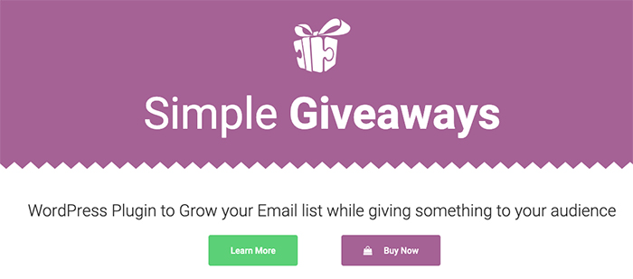 Simple Giveaways homepage