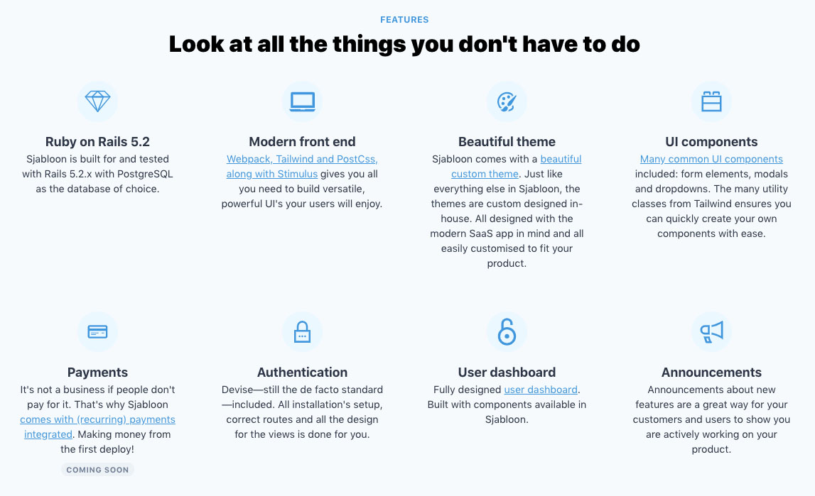 Sjabloon features