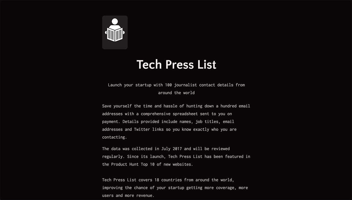 Tech Press List website
