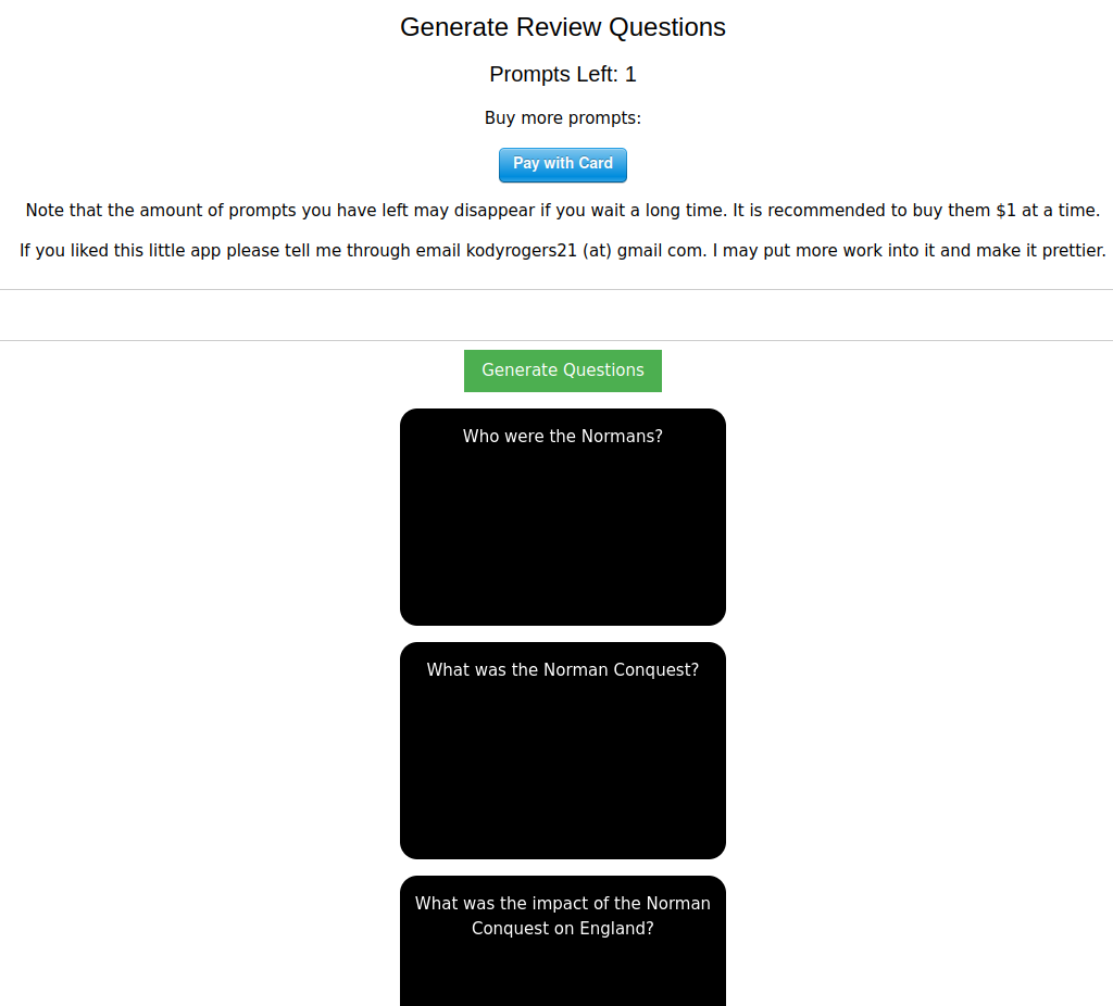 Review Question Generator