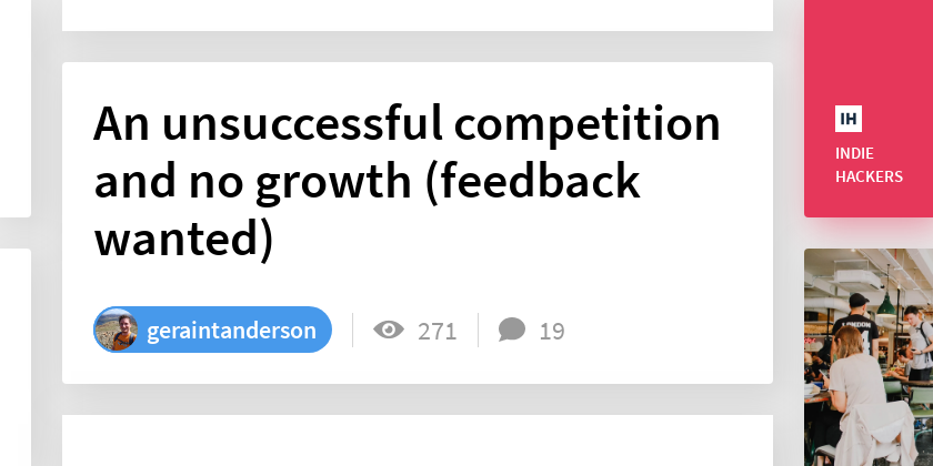 An unsuccessful competition and no growth (feedback wanted)