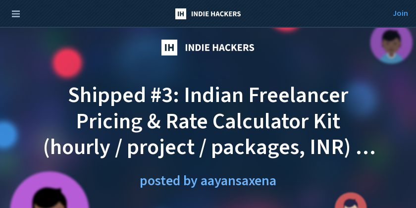 Shipped #3: Indian Freelancer Pricing & Rate Calculator Kit (hourly / project / packages, INR)