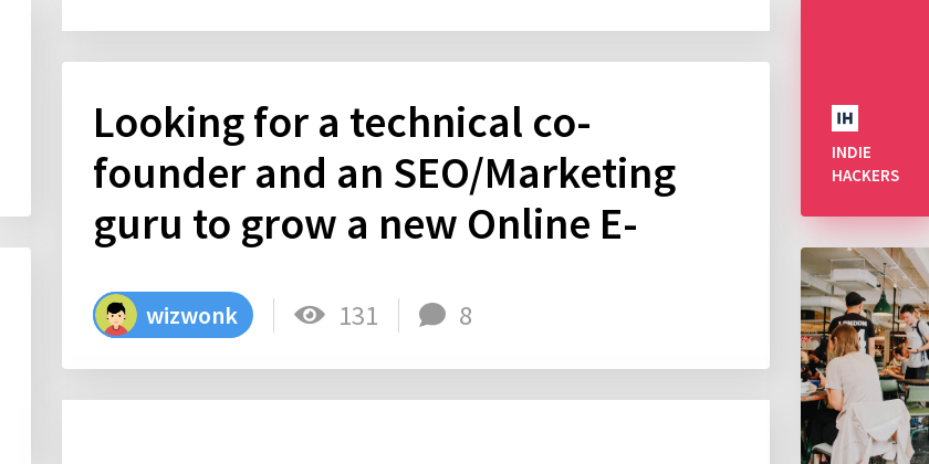 Looking for a technical co-founder and an SEO/Marketing guru to grow a new Online E-learning Marketplace out of MVP.