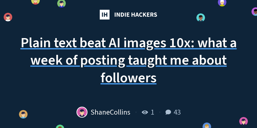 Plain text beat AI images 10x: what a week of posting taught me about followers