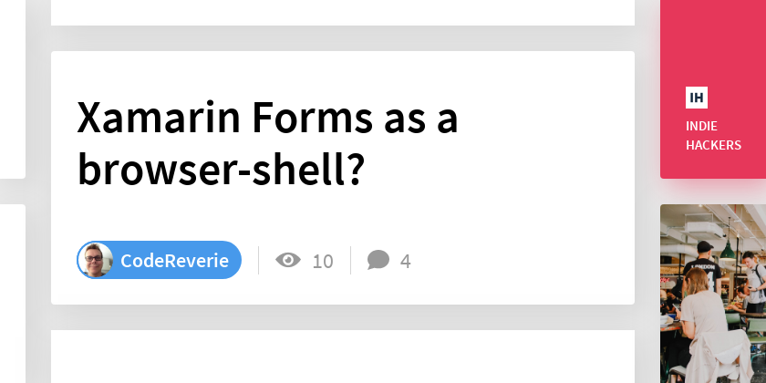 Xamarin Forms as a browser-shell? - Indie Hackers