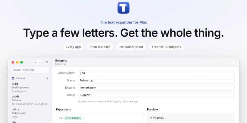I launched my first Mac app today: a text expander with plain text snippets