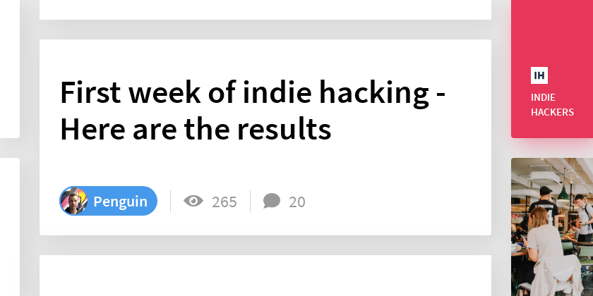 First week of indie hacking - Here are the results - Indie Hackers