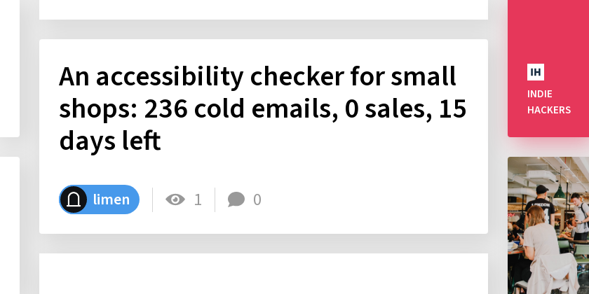 An accessibility checker for small shops: 236 cold emails,