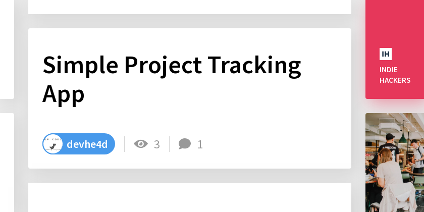 Simple Project Tracking App - Indie Hackers