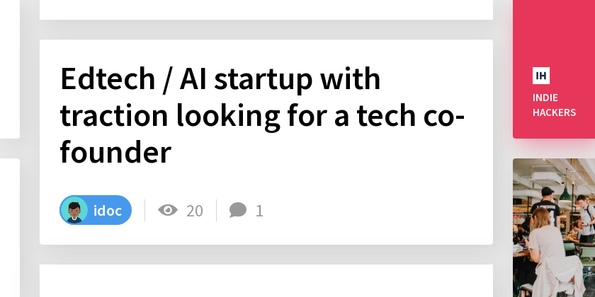 Edtech / AI startup with traction looking for a tech co-founder - Indie ...