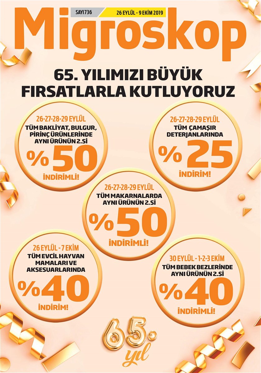 26.09.2019 Migros broşürü 1. sayfa