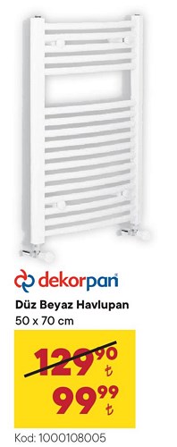 Dekorpan Düz Beyaz Havlupan 50x70 cm image