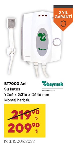 Baymak BT7000 Ani Su Isıtıcı image
