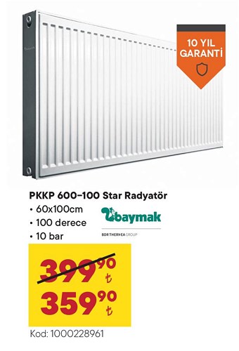 Baymak PKKP 600-100 Star Radyatör 60x100 cm image