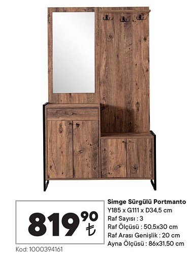 Simge Sürgülü Portmanto Y185xG111xD34,5 cm image