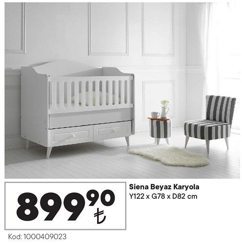 Siena Beyaz Karyola Y122xG79xD82 cm image