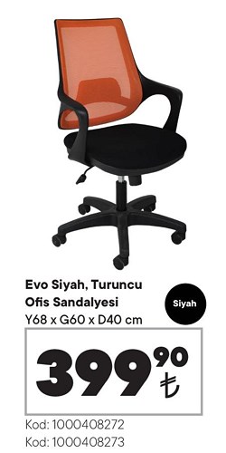 Evo Ofis Sandalyesi Siyah Turuncu | İndirimde Market