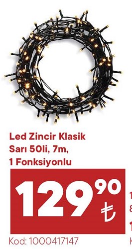 Led Zincir Klasik Sarı 50'li 7 m image