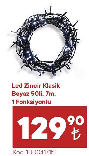 Led Zincir Klasik Beyaz 50'li 7 m image