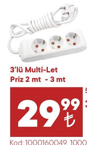 3'lü Multi Let Priz Çocuk Korumalı image