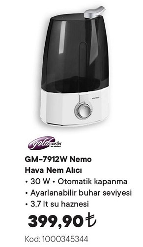 Goldmaster GM-7912W Nemo Hava Nem Alıcı 30 W image