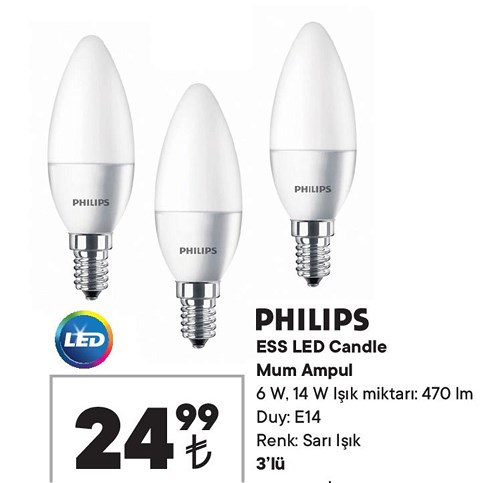 Philips ESS Led Candle Mum Ampul 6 W image