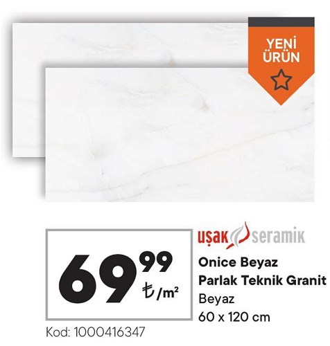Uşak Seramik Onice Beyaz Parlak Teknik Granit m² image