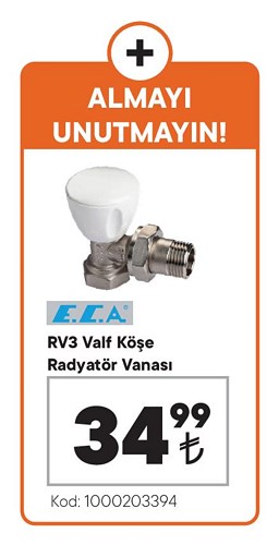 E.C.A. RV3 Valf Köşe Radyatör Vanası image