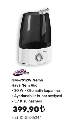 Goldmaster GM-7912W Nemo Hava Nem Alıcı image