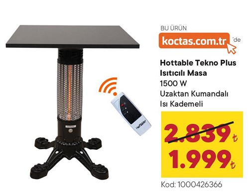 Hottable Tekno Plus Isıtıcılı Masa 1500 W image