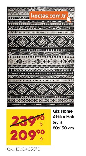 Giz Home Attika Halı Siyah 80x150 cm image