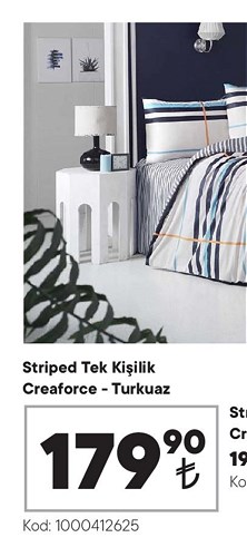 Striped Tek Kişilik Creaforce - Turkuaz image